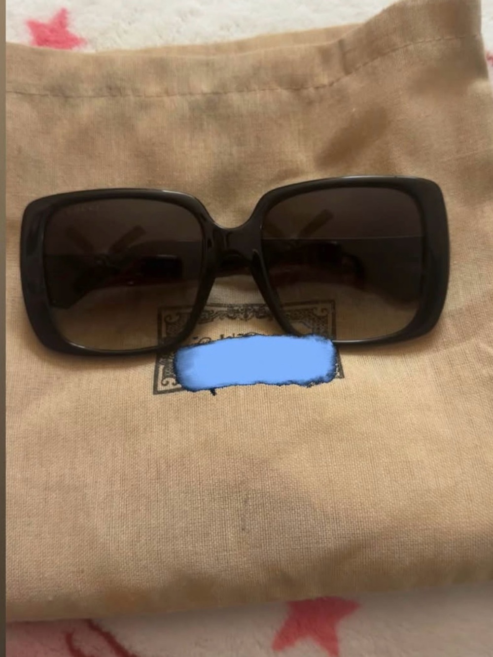 Gucci Black Rectangular Women's Sunglasses